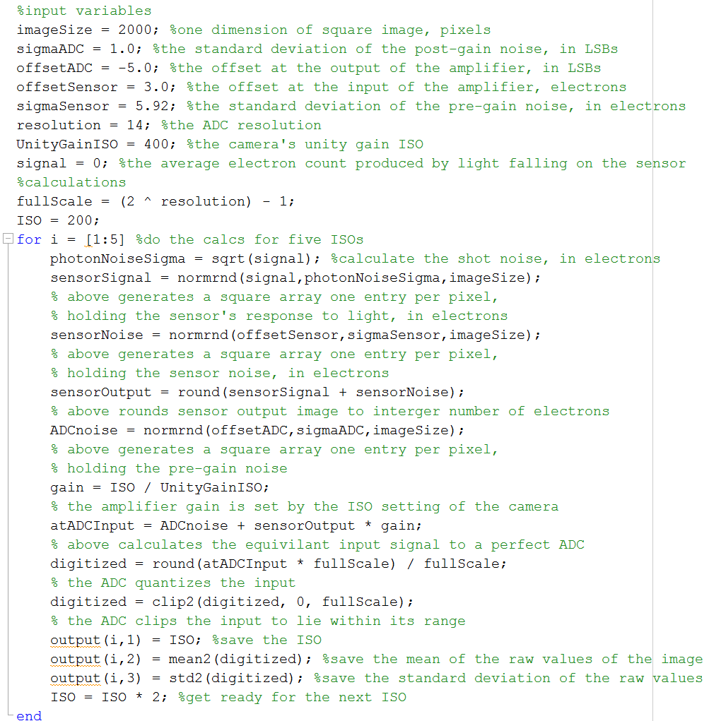 matlab noise floor sim