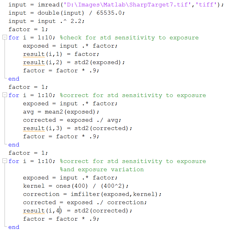 matlab code exposure correction