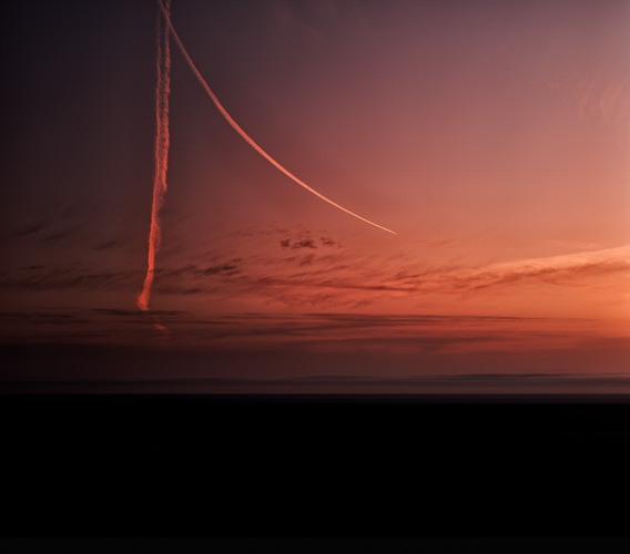 Sunset with Contrail