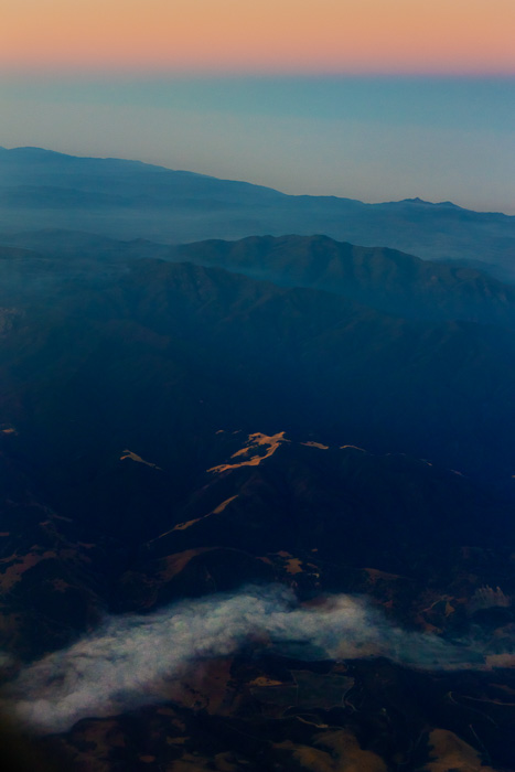 Soberanes Fire before dawn on flight from MRY to PHX